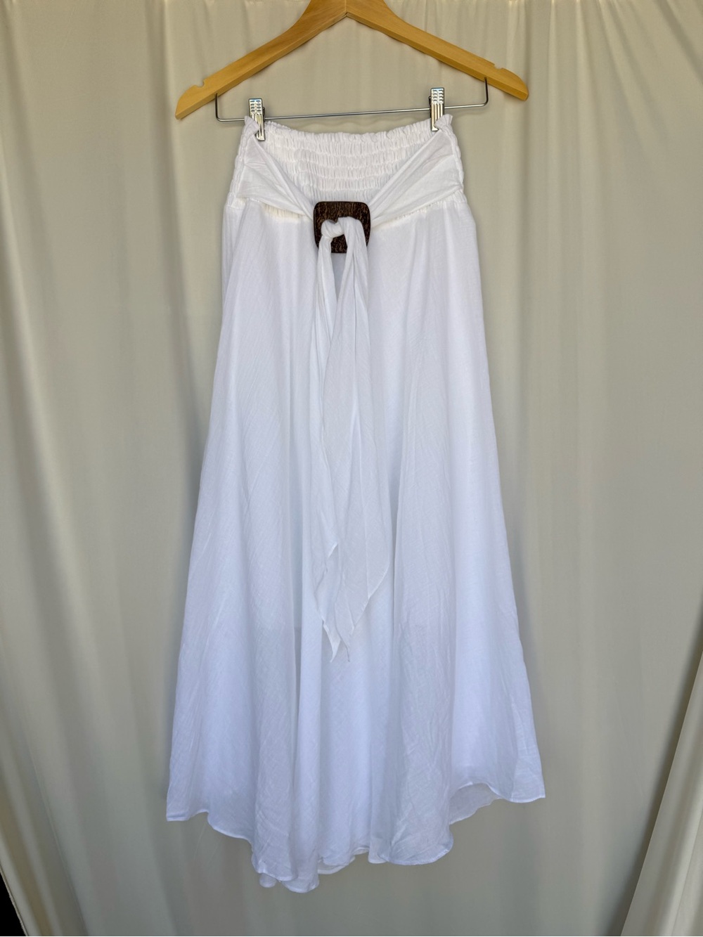 White Cotton Boho Maxi Skirt Coconut Buckle